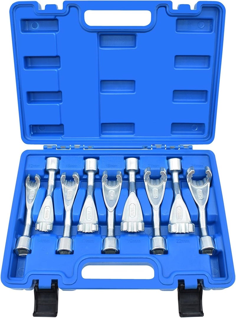 Yuesstloo 9Pcs Common Rail Injection Fuel Line Socket Set, 1/2" Dr 12mm 14mm 16mm 17mm 18mm 19mm 21mm 22mm 24mm 12 Point Injector Fuel Line Socket, Injection Line Flare Nut Wrench Set - Image 1